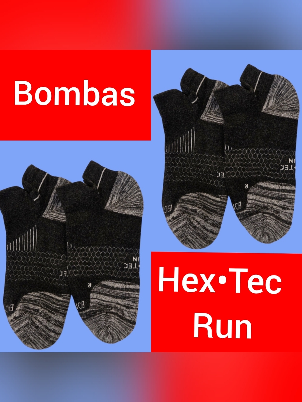 Bombas Ankle Socks 1 Pair BNWOT Unisex Hex•Tec Run Medium Charcoal
